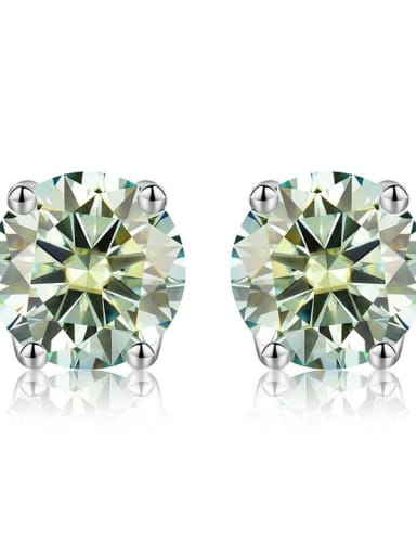 Platinum (blue green) 925 Sterling Silver Moissanite Geometric Dainty Stud Earring