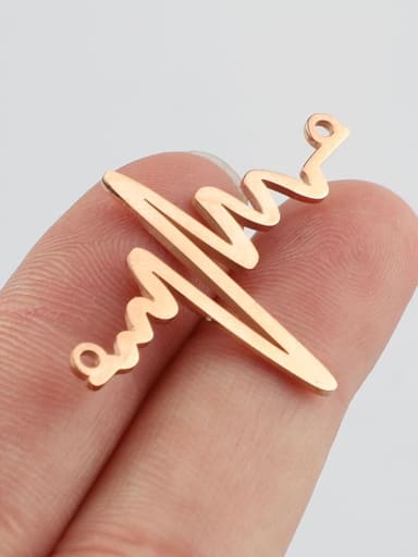 Rose Gold Stainless Steel ECG Lightning Pendant / Bracelet Connector