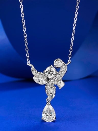 925 Sterling Silver Cubic Zirconia Flower Luxury Necklace