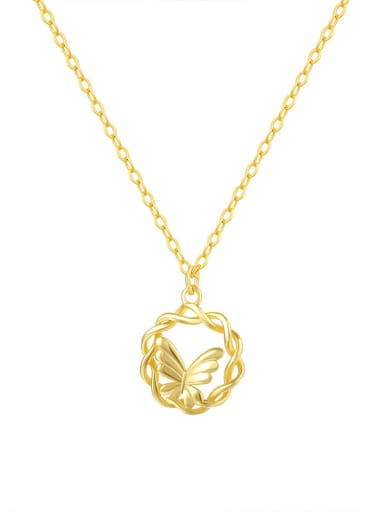 A3618 Gold 925 Sterling Silver Butterfly Minimalist Necklace