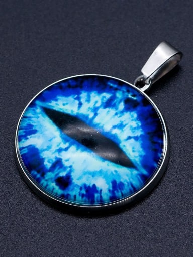custom Stainless steel Blue Glass Evil Eye Charm Height : 38 mm , Width: 26.5 mm