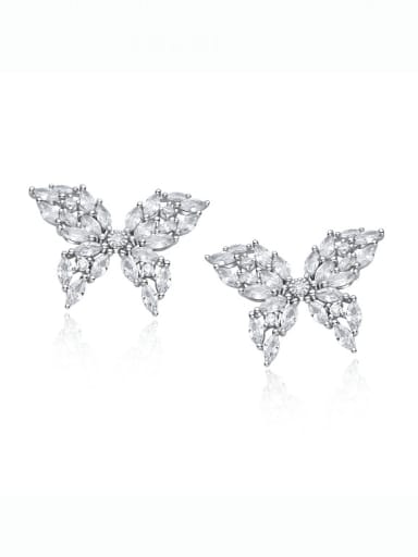 925 Sterling Silver Cubic Zirconia Butterfly Luxury Stud Earring