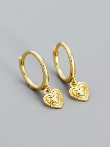 Golden color 925 Sterling Silver Cubic Zirconia Heart Vintage Stud Earring