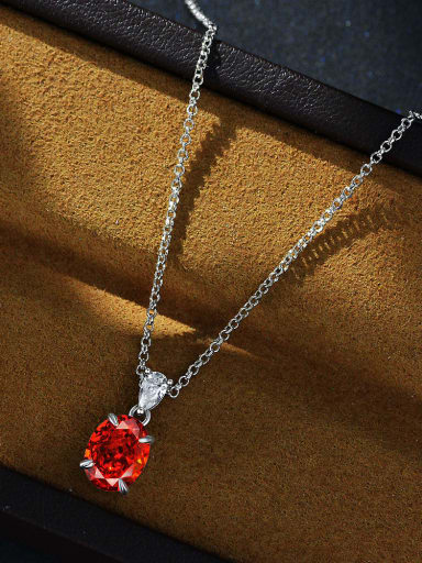 925 Sterling Silver High Carbon Diamond Oval Luxury Necklace