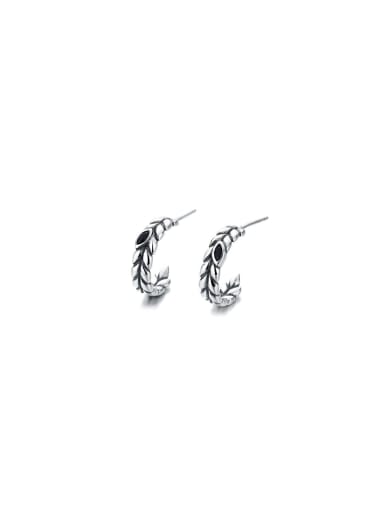 925 Sterling Silver Feather Vintage Stud Earring