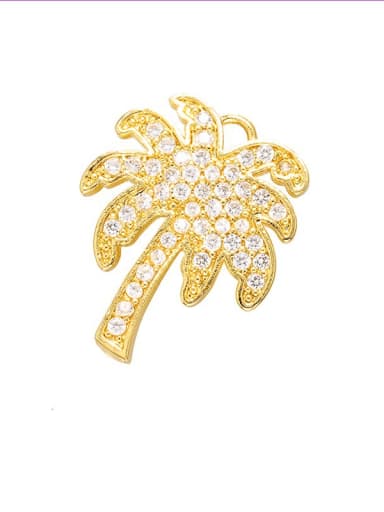 Golden White Diamond Brass Cubic Zirconia  Micro inlay Coconut Tree Pendant
