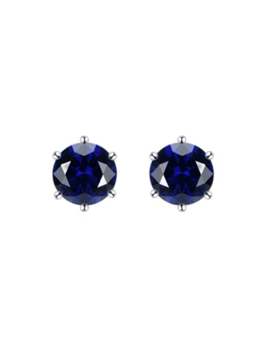 Blue 925 Sterling Silver Cubic Zirconia Geometric Dainty Stud Earring