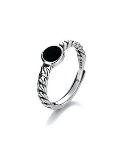 925 Sterling Silver Enamel Geometric Vintage  twist Ring