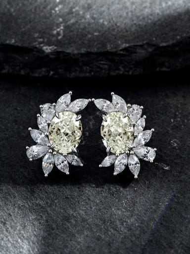 White G [e 2049] 925 Sterling Silver High Carbon Diamond Geometric Dainty Stud Earring