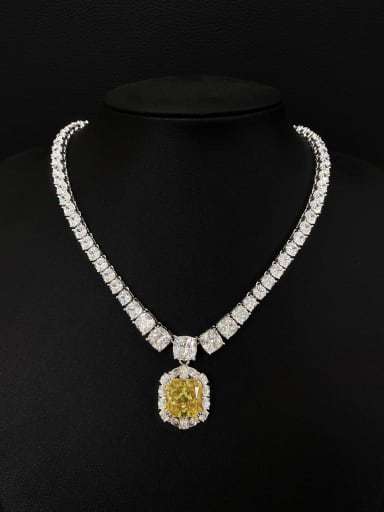 custom 925 Sterling Silver High Carbon Diamond Yellow Geometric Luxury Necklace