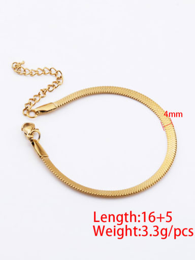 Gold 4x16 5cm Stainless steel Flat snake bone chain Bracelet