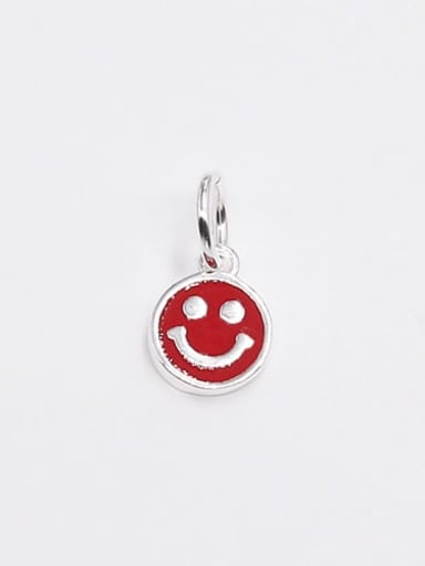 Style one red (by piece) S925 Sterling Silver Epoxy Smiley Face Pink Green Black Yellow Red Smile Pendant