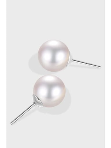 925 Sterling Silver Imitation Pearl Geometric Minimalist Stud Earring