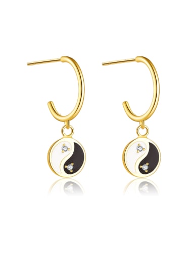 18K gold earrings (pair) Trend Geometric 925 Sterling Silver Cubic Zirconia Enamel Earring and Necklace Set