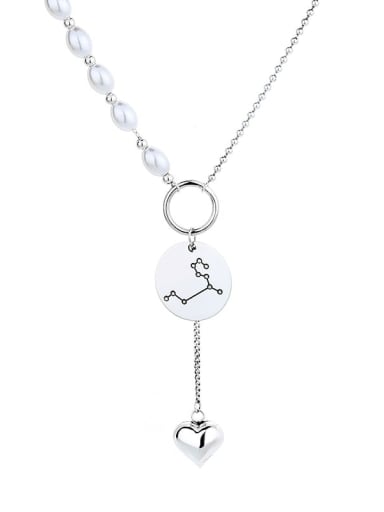 925 Sterling Silver Heart Vintage Lariat Necklace
