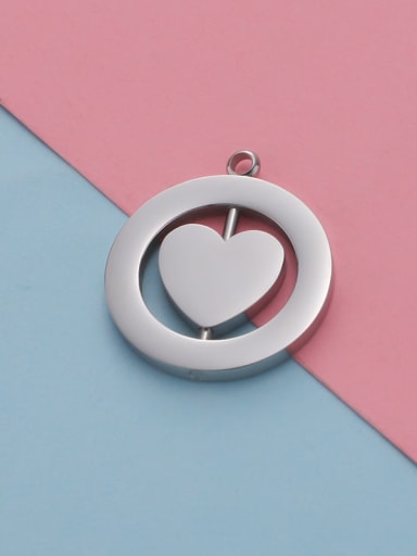 Hollow peach heart steel Stainless Steel Hollow Turnable Square Round Heart Jewelry Accessories