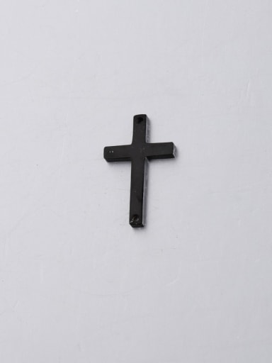 black Stainless steel Double hole Cross Minimalist Pendant