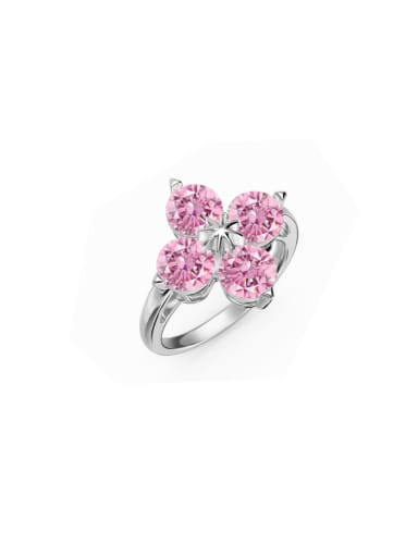 custom 925 Sterling Silver Cubic Zirconia Clover Dainty Cocktail Ring