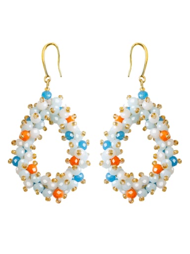 Blue e68865 Multi Color Natural  Crystal Stone  Water Drop Trend Pure handmade Weave Earring