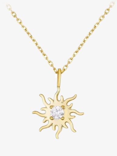 925 Sterling Silver Rhinestone Sun Flower Minimalist Necklace