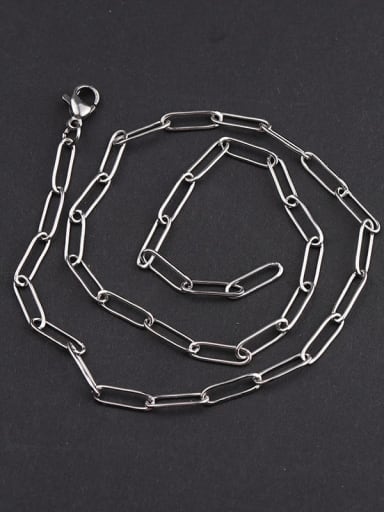 Steel color Stainless steel Long buckle cross Minimalist Link Necklace