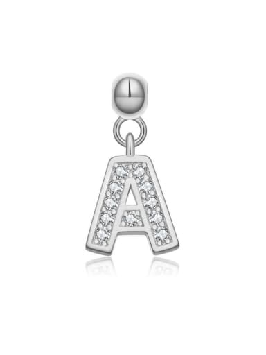 Platinum [A] 925 Sterling Silver Cubic Zirconia Minimalist Letter  Pendant