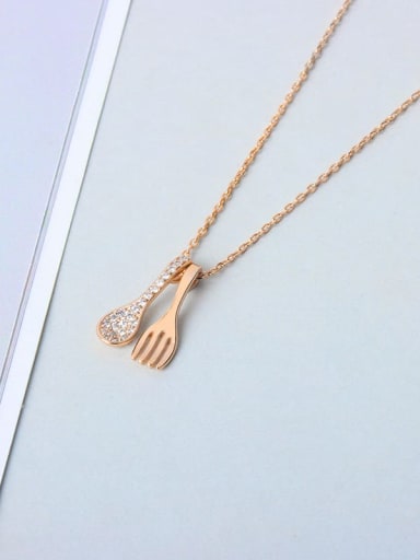 Gold 925 Sterling Silver Cubic Zirconia Irregular Minimalist Small Spoon Pendant Necklace