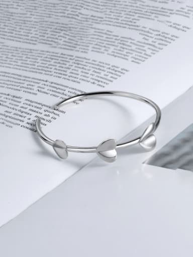 Platinum 925 Sterling Silver Heart Minimalist Bracelet