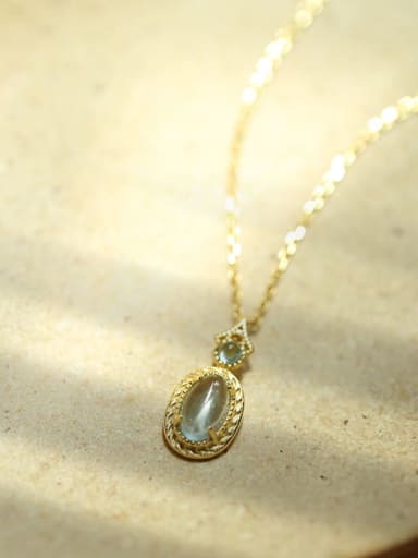 925 Sterling Silver Glass Stone Geometric Minimalist Necklace