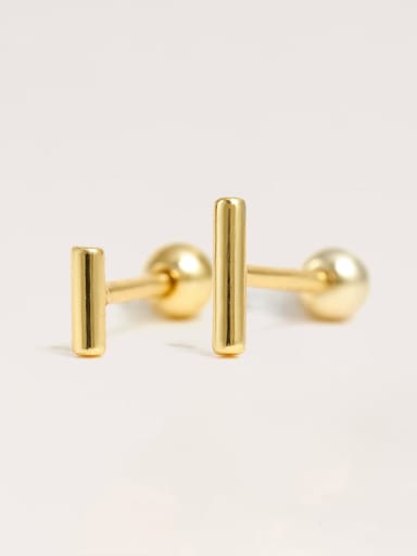 Gold 925 Sterling Silver Geometric Minimalist Stud Earring