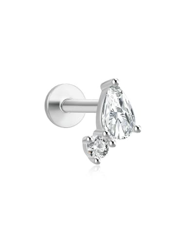 Single Platinum 2 925 Sterling Silver Cubic Zirconia Water Drop Dainty Single Earring