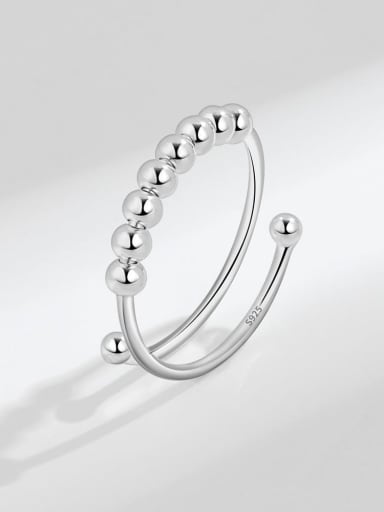 925 Sterling Silver Bead Geometric Minimalist Rotate Bead Ring