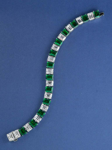 925 Sterling Silver High Carbon Diamond Geometric Luxury Link Bracelet