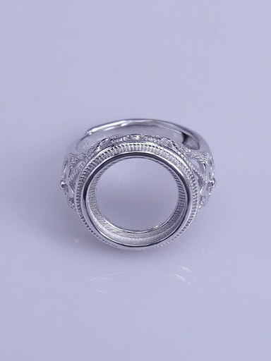 925 Sterling Silver 18K White Gold Plated Round Ring Setting Stone size: 13*13mm
