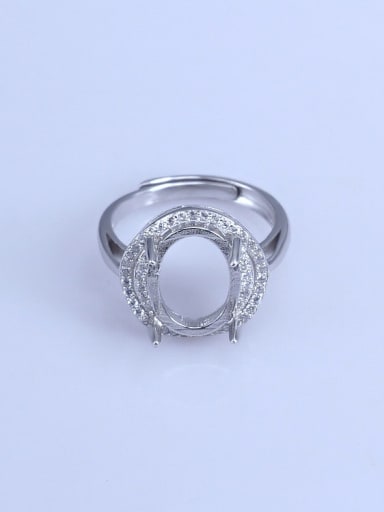 925 Sterling Silver 18K White Gold Plated Geometric Ring Setting Stone size: 8*10 9*11 11*13 10*14 12*16MM