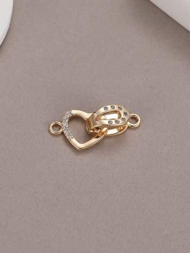 Brass Cubic Zirconia Minimalist Heart  DIY Pendant