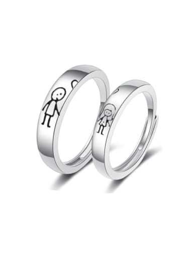 custom 925 Sterling Silver Boy Minimalist Couple Ring