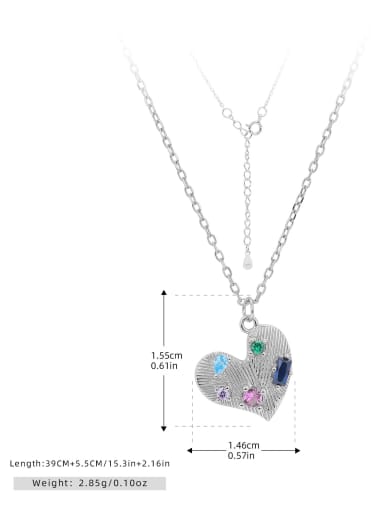 platinum 925 Sterling Silver Cubic Zirconia Heart Minimalist Necklace