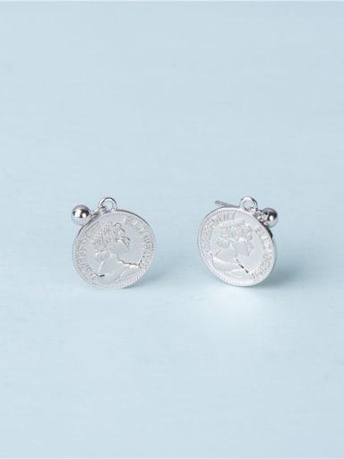 Platinum 925 Sterling Silver profile picture coin Coin Vintage Drop Earring