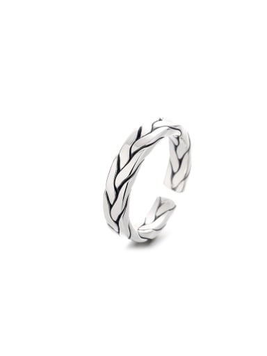 925 Sterling Silver Geometric hand braided braids Vintage Band Ring