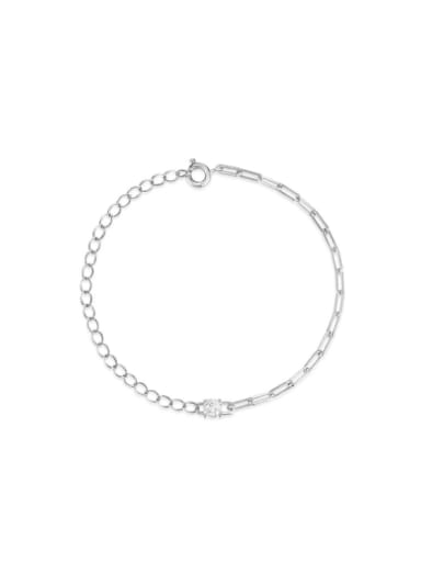 925 Sterling Silver Geometric Minimalist Asymmetrical  Chain Link Bracelet