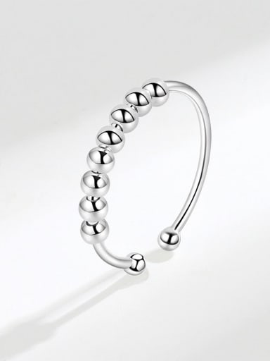 Silver (8 beads) 925 Sterling Silver Bead Geometric Minimalist Rotate Band Ring