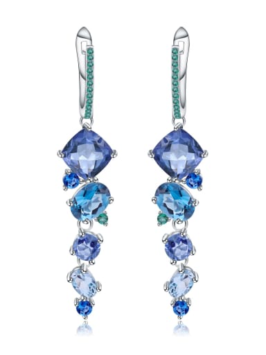 Natural Topaz crystal 925 Sterling Silver Natural Stone Geometric Statement Drop Earring