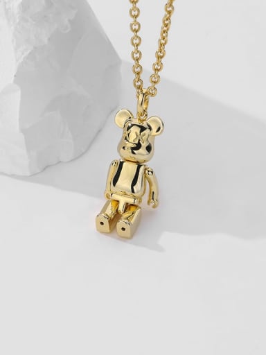 A2328 Gold Necklace 925 Sterling Silver Bear Cute Necklace