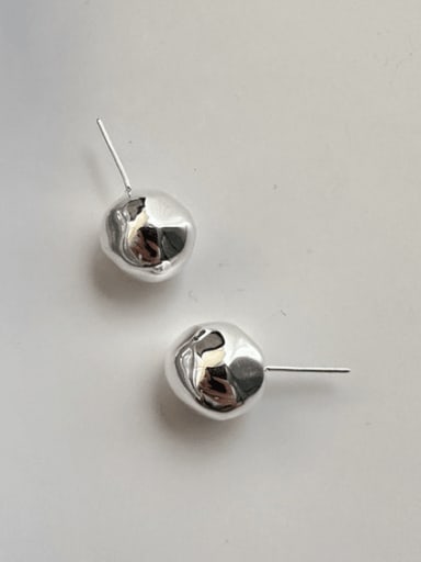 925 Sterling Silver Bead Hexagon Vintage Stud Earring