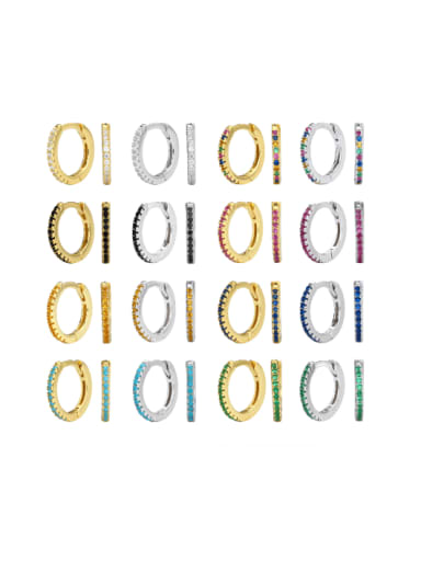 925 Sterling Silver Cubic Zirconia Geometric Minimalist Huggie Earring