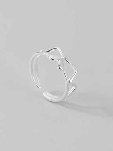 925 Sterling Silver Double Layer Heart Minimalist Stackable Ring