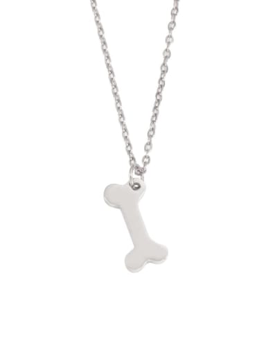 Stainless steel Irregular Minimalist Dog bone shape Pendant Necklace