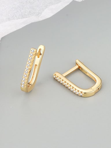 18k Gold 925 Sterling Silver Cubic Zirconia Geometric Minimalist Huggie Earring