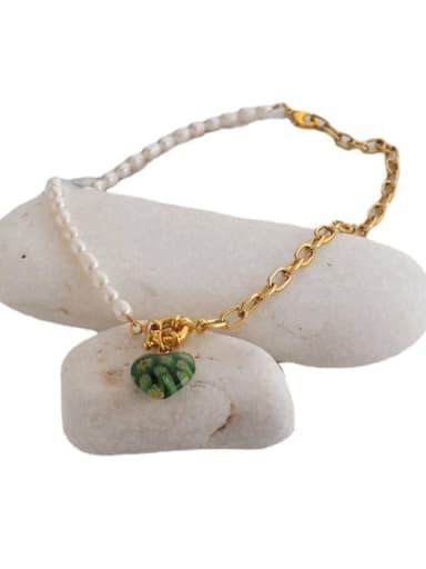 Freshwater Pearl Heart Bohemia asymmetrical Chain Necklace
